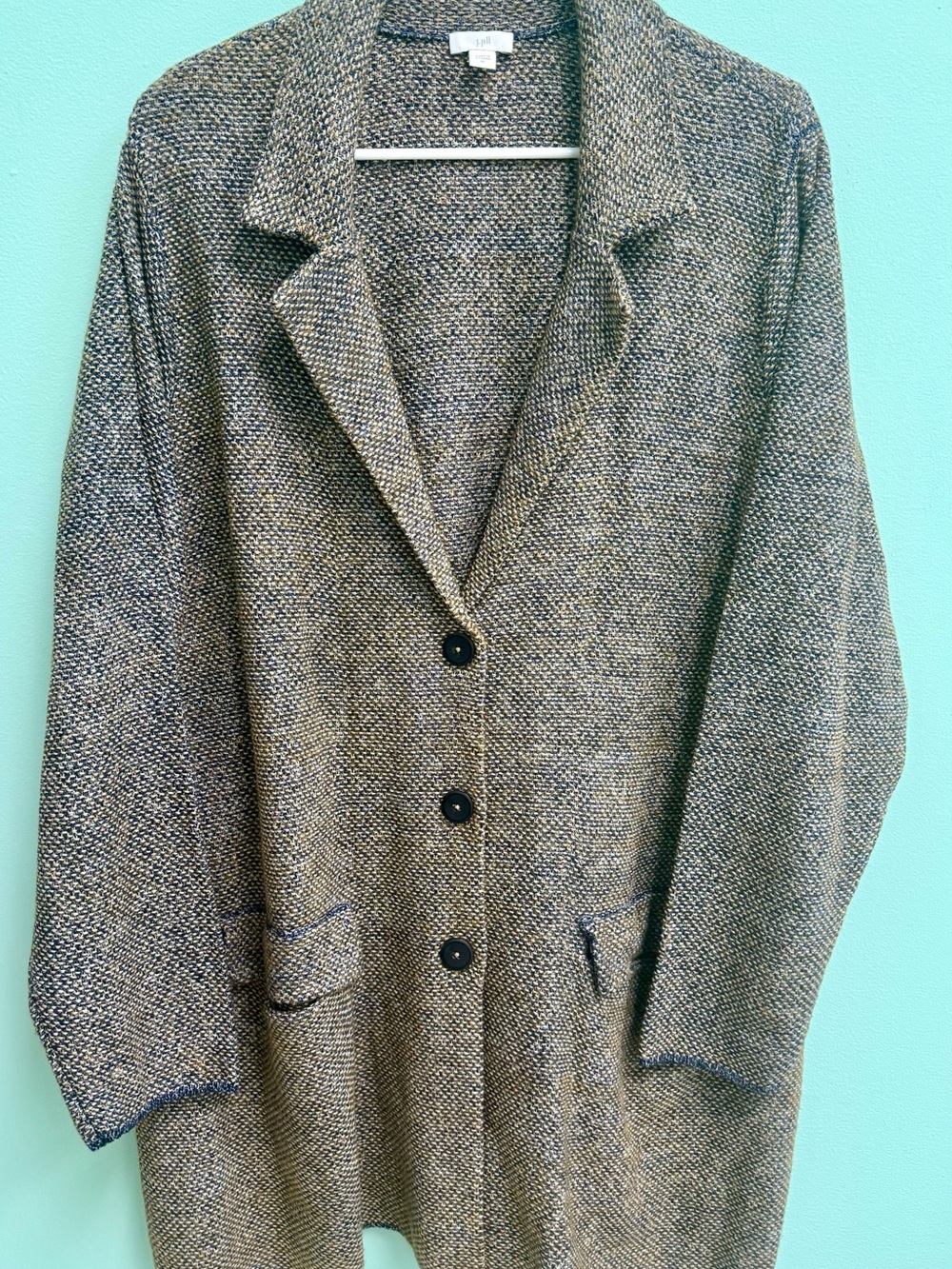 J. Jill Brown Tweed Knit Blazer Coat